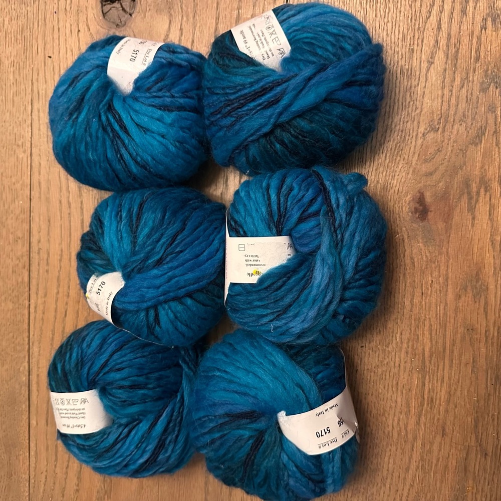 Trendsetter Yarns Illusion Ocean Waters Blue Wool Blend 6 Skeins Lot 5170 Italy